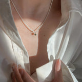 Silver Chain Choker Necklace Green Crystal Pendant