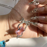 Silver Sparkling CZ Chain Pendant Necklace for Women