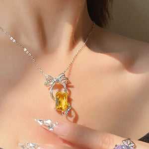 Silver Sparkling CZ Chain Pendant Necklace for Women