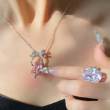 Silver Sparkling CZ Chain Pendant Necklace for Women
