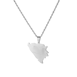 Bosnia & Herzegovina Map Pendant Necklace for Women Men