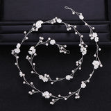Silver Tiara Headband Flower Pearl Bride Hair Band Wedding Hair Accessories