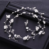 Silver Tiara Headband Flower Pearl Bride Hair Band Wedding Hair Accessories
