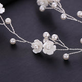 Silver Tiara Headband Flower Pearl Bride Hair Band Wedding Hair Accessories