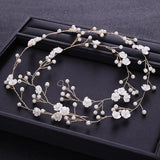 Silver Tiara Headband Flower Pearl Bride Hair Band Wedding Hair Accessories