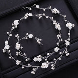 Silver Tiara Headband Flower Pearl Bride Hair Band Wedding Hair Accessories