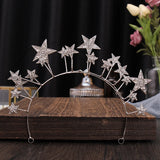 Silver Tiara Crown Stars Queen Diadem Wedding Hair Accessories