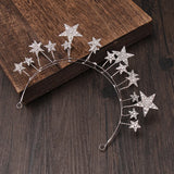 Silver Tiara Crown Stars Queen Diadem Wedding Hair Accessories