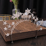 Silver Tiara Crown Stars Queen Diadem Wedding Hair Accessories