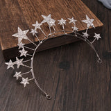 Silver Tiara Crown Stars Queen Diadem Wedding Hair Accessories