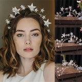 Silver Tiara Crown Stars Queen Diadem Wedding Hair Accessories