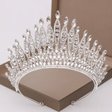 Silver Rhinestone Crystal Queen Crown Bridal Tiara