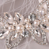 Silver Wedding Bridal Hair Pins with Simulated Pearls and Crystals