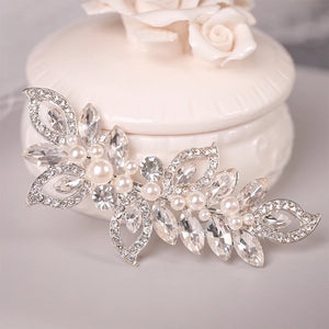 Silver Wedding Bridal Hair Pins with Simulated Pearls and Crystals