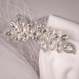 Silver Wedding Bridal Hair Pins with Simulated Pearls and Crystals