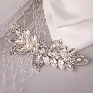 Silver Wedding Bridal Hair Pins with Simulated Pearls and Crystals