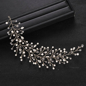 Silver Wedding Headband Baroque Pearl Crystal Bridal Hair Accessories