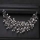 Silver Wedding Headband Baroque Pearl Crystal Bridal Hair Accessories