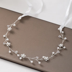 Silver Flower Headband Wedding Bridal Jewelry