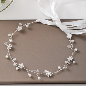 Silver Flower Headband Wedding Bridal Jewelry
