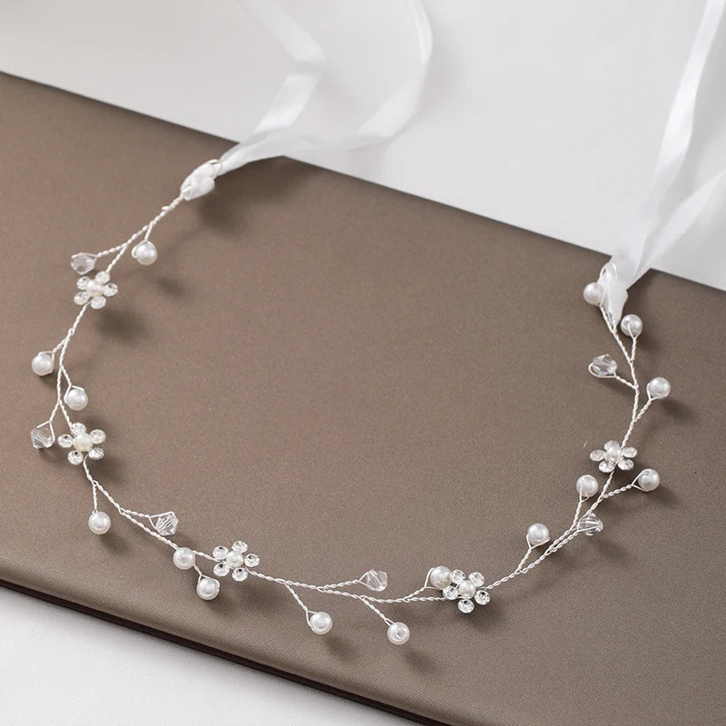 Silver Flower Headband Wedding Bridal Jewelry