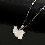 Silver Iran Maps Pendant Necklace Women Men Iranian Neck Chain Charm Jewelry