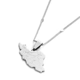 Silver Iran Maps Pendant Necklace Women Men Iranian Neck Chain Charm Jewelry