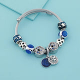Silver Plated Heart Star Moon Pendant Bracelet