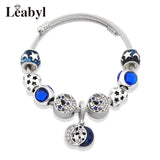 Silver Plated Heart Star Moon Pendant Bracelet