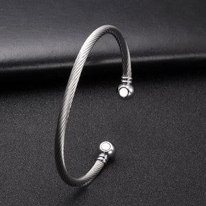 Stainless Steel Open Cuff Bangles Mesh Surface Sporty Bracelets