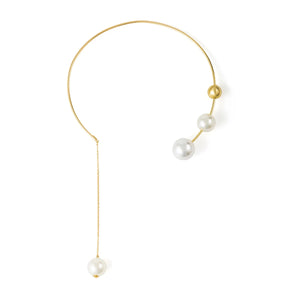 Long Pearl Metal Pendant Necklace For Women
