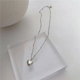 925 Sterling Silver Heart Pendant Necklace Round Jewelry For Women