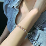Pink Freshwater Pearl 14K Filled Female Bracelet Jewelry For Women Beads Chain