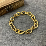 18K Plated Cuban Chain Wristband Stainless Steel Golden Bracelet