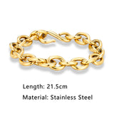 18K Plated Cuban Chain Wristband Stainless Steel Golden Bracelet