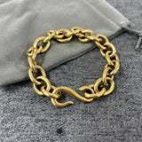 18K Plated Cuban Chain Wristband Stainless Steel Golden Bracelet