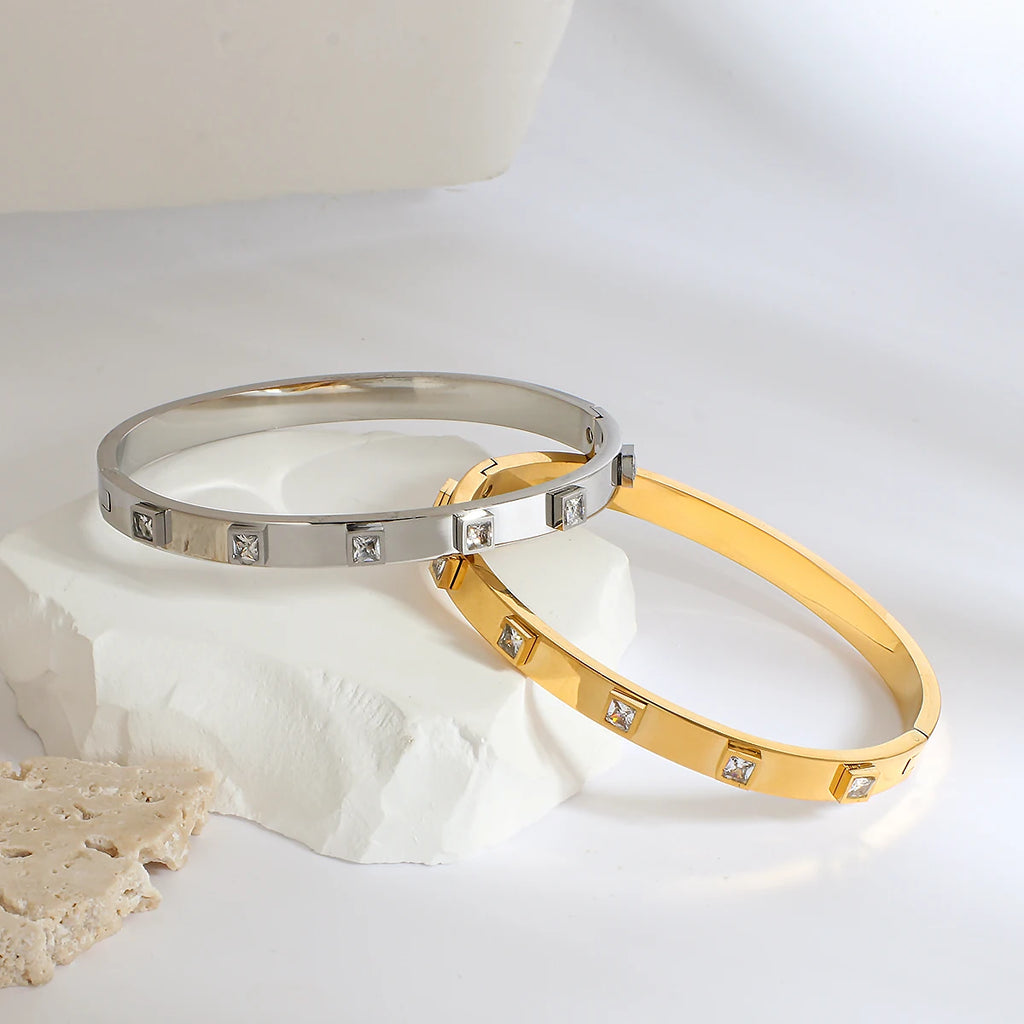 Zircon Stainless Bangles for Women