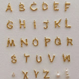 Simulated Pearl Beaded Necklace For Women DIY Golden English Alphabet Letter Ini