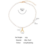 Simulated Pearl Beaded Necklace For Women DIY Golden English Alphabet Letter Ini