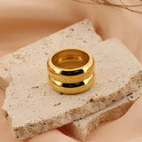 Double Layer Silver Stainless Steel Ring Wedding Party Jewelry For Women