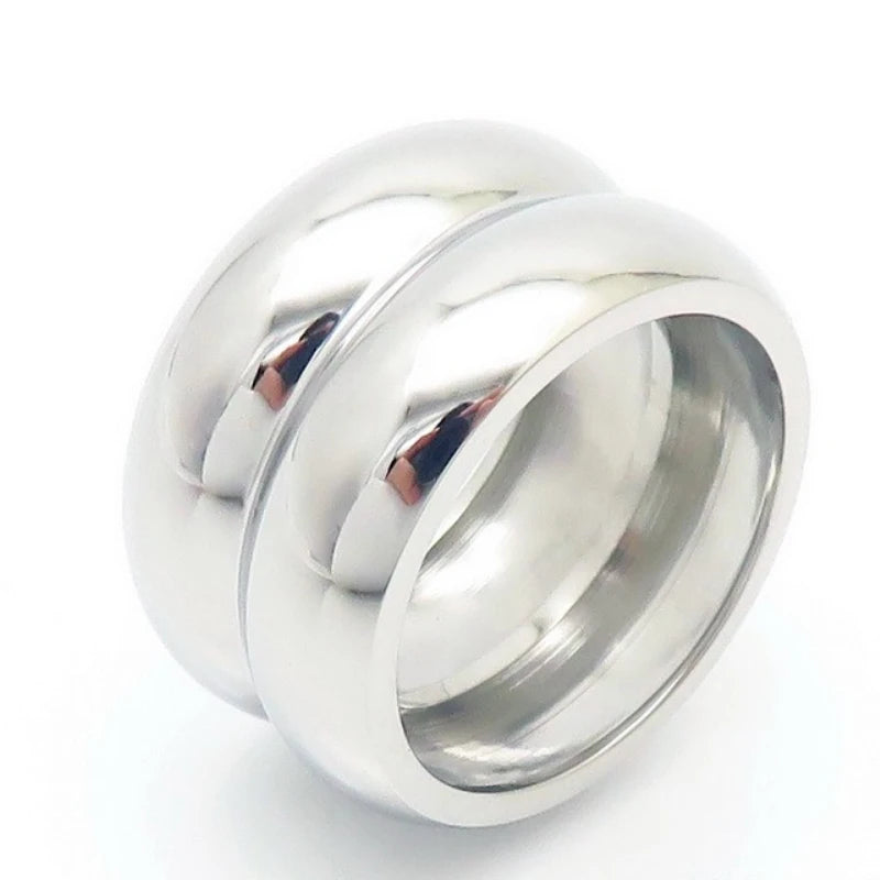 Double Layer Silver Stainless Steel Ring Wedding Party Jewelry For Women