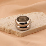 Double Layer Silver Stainless Steel Ring Wedding Party Jewelry For Women