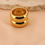 Double Layer Silver Stainless Steel Ring Wedding Party Jewelry For Women