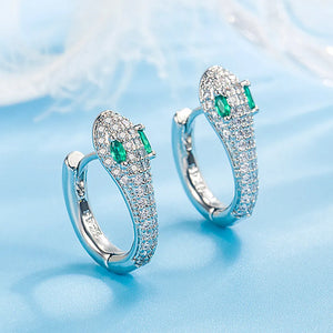 Green Crystal Emerald Gemstones Clip On Stud Earrings 18k Filled Silver S925