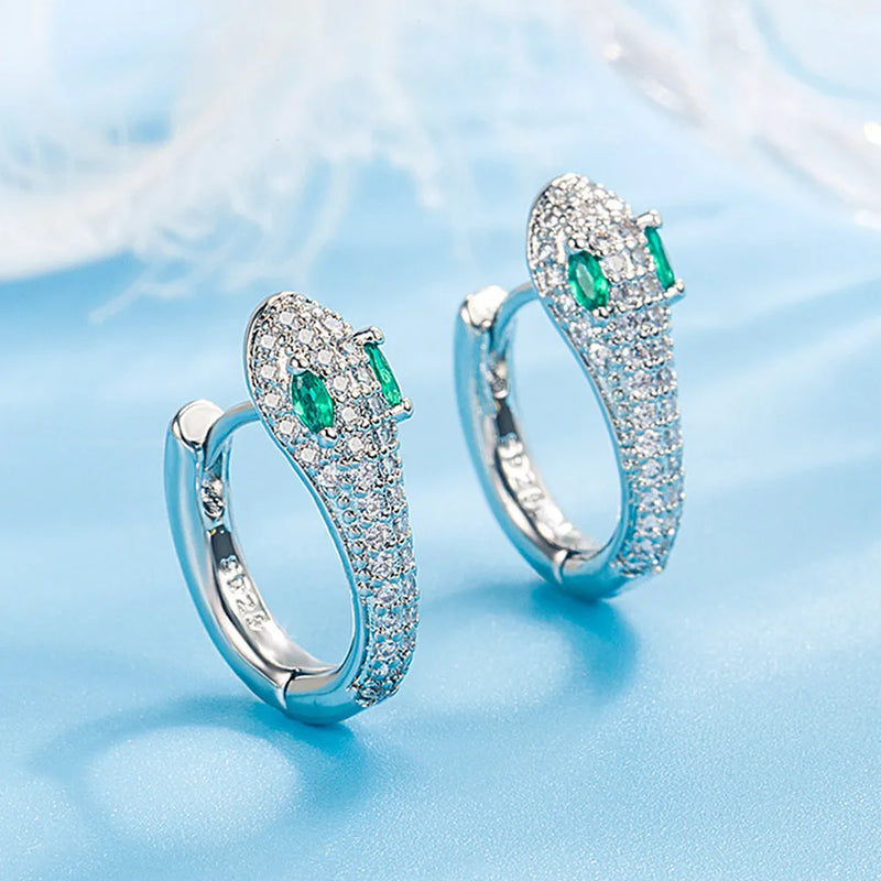 Green Crystal Emerald Gemstones Clip On Stud Earrings 18k Filled Silver S925