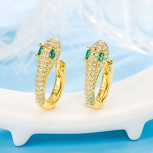 Green Crystal Emerald Gemstones Clip On Stud Earrings 18k Filled Silver S925