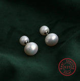 925 Silver Freshwater Stud Earring Double Irregular Pearl Ball Jewelry