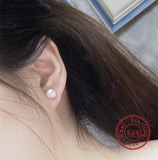 925 Silver Freshwater Stud Earring Double Irregular Pearl Ball Jewelry