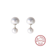 925 Silver Freshwater Stud Earring Double Irregular Pearl Ball Jewelry