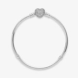 Heart Clasp Snake Chain Bracelet Sparkling Womens Jewelry Gift